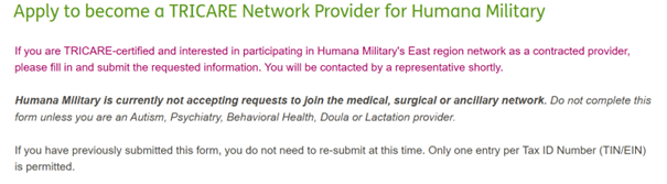 Humana Military Certification Application